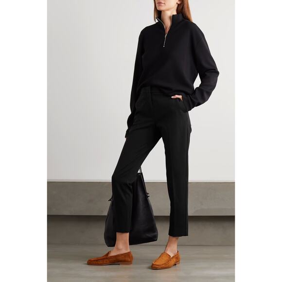 Max Mara pants trousers size 10 black straight leg cotton stretch career cady - Picture 1 of 8